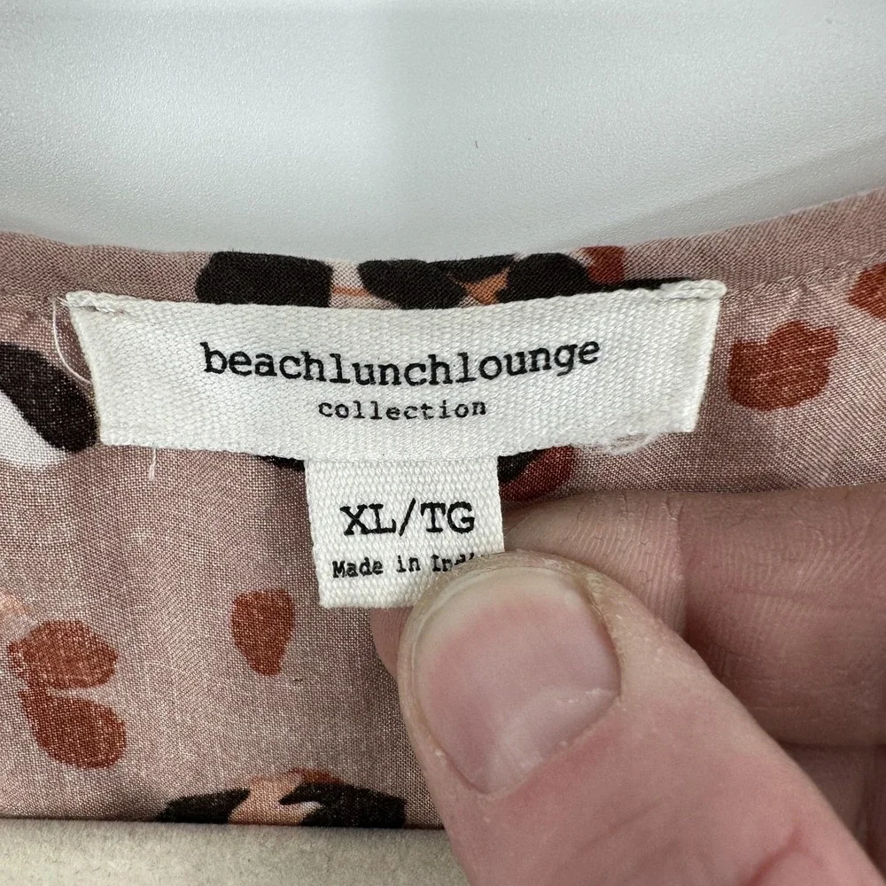 beachlunchlounge Shirt Womens XL Brown‎ Leopard Print Boho Tiered Ruffle V-Neck